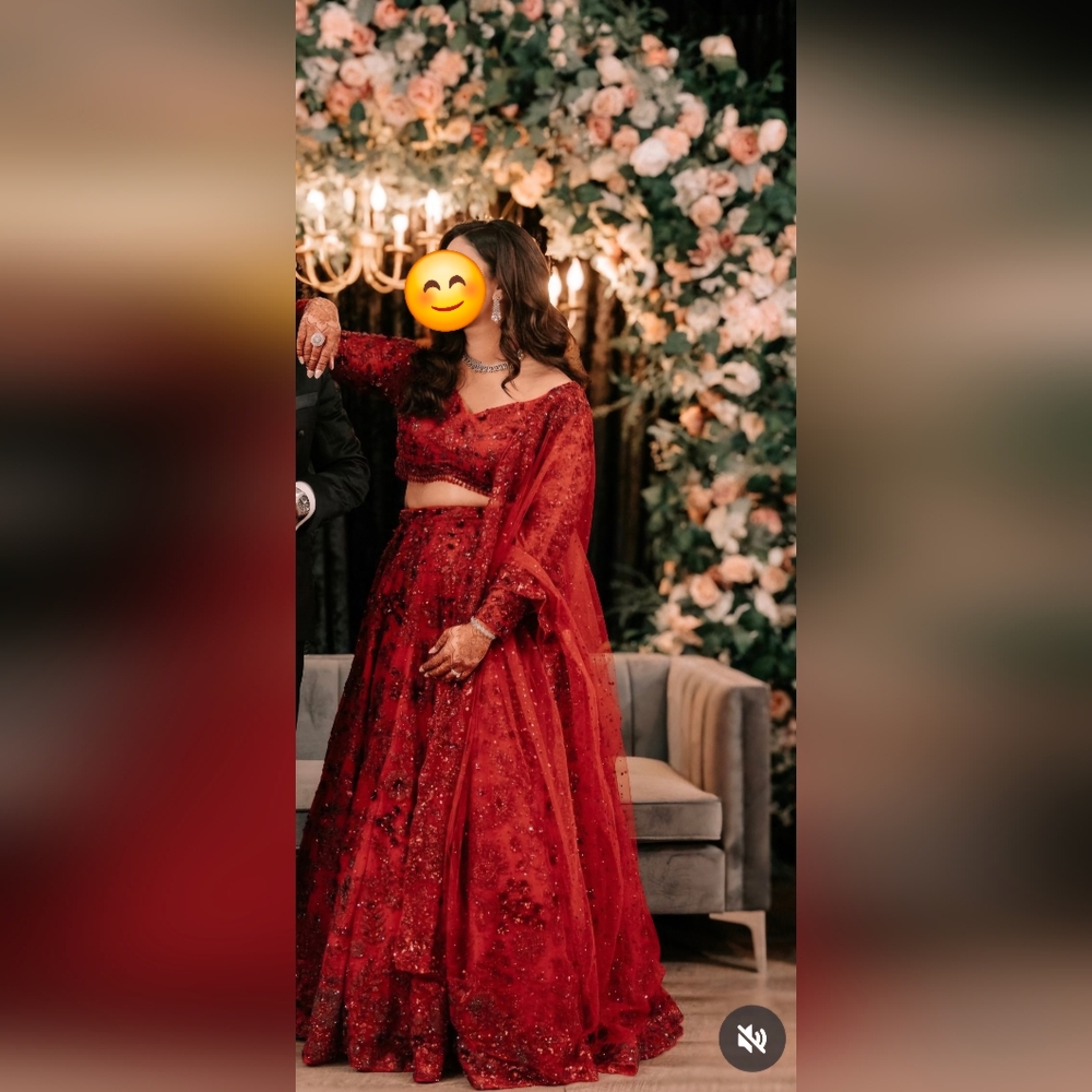 Seema Gujral Bridal Maroon Sequin Lehenga Set